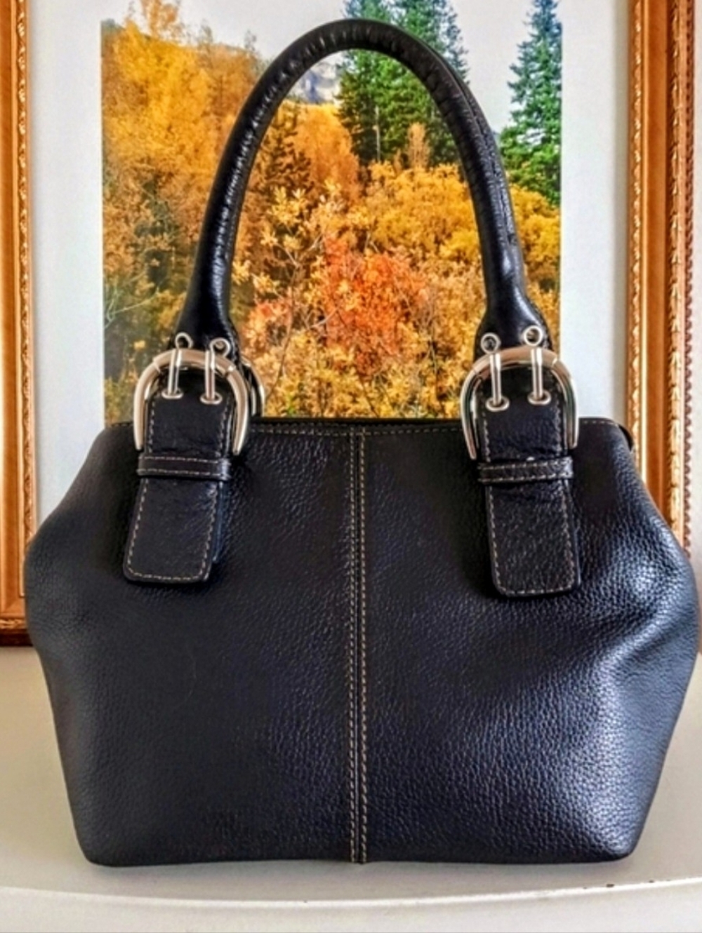 Black Genuine Leather Vintage handbag